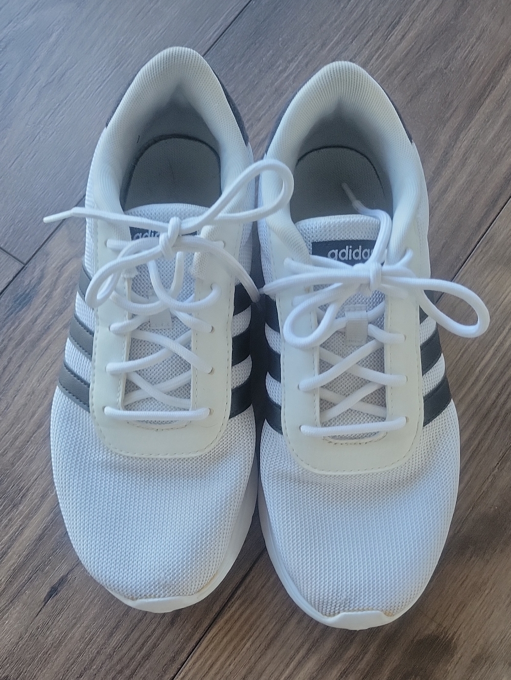 Adidas Lite Racer Sneakers White Black Stripe Size 8.5